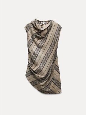 ZARA Striped Draped Top ZW Collection NWT